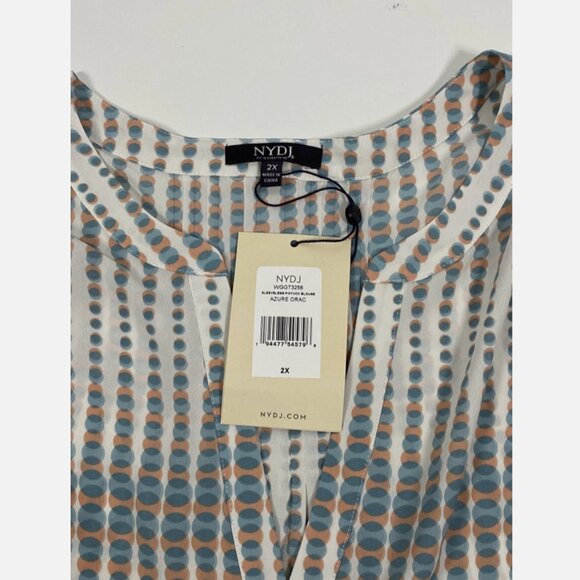 NYDJ Print Sleeveless Pleat Back Top - Azure Oracle Plus Size 2X - Picture 7 of 9